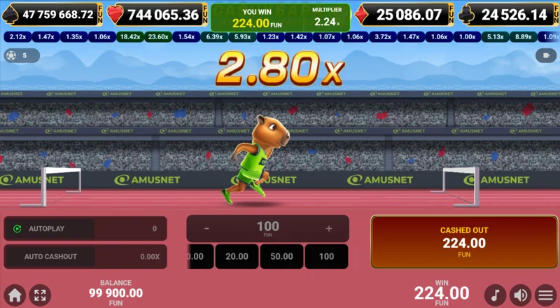Cashybara Athletics Edition - udany cash-out i naliczenie wygranej